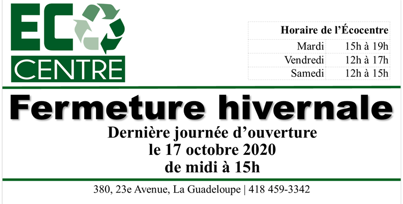 Fermeture hivernale de l